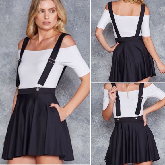 BM Matte Black Pinafore Pocket Skater Skirt - LIMITED - Picture 12 of 15